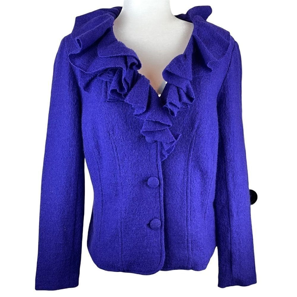 Ruffled collar 100% wool blazer (0203)